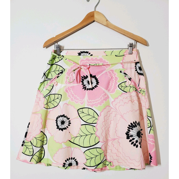 Anthropologie Elevenses Womens 6 Skirt Wrap Front Floral Pink Retro‎ Print Small - Picture 7 of 7